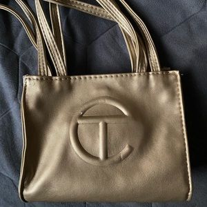 Metallic gold telfar small tote